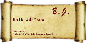 Balk Jákob névjegykártya